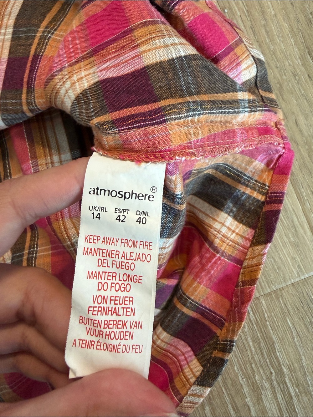 Atmosphere Pink Plaid Button-Down Shirt size small cotton - Picture 6 of 14